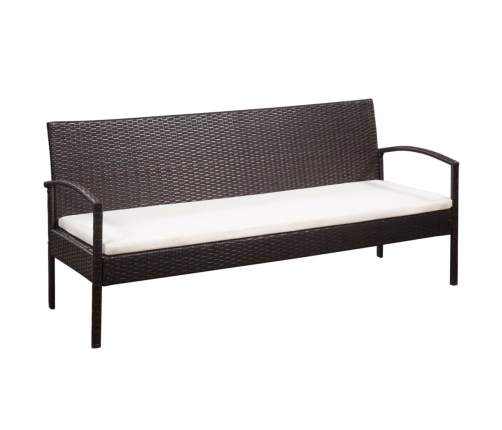 Set muebles de jardín 5 piezas y cojines ratán sintético marrón