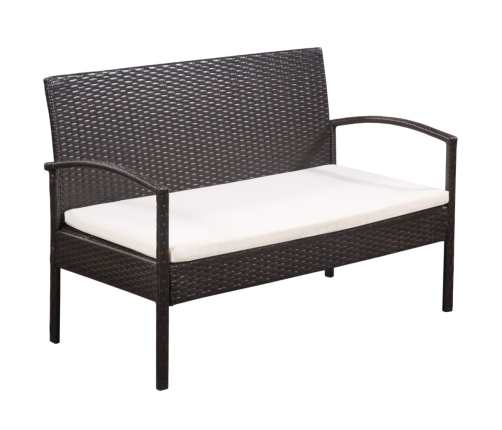 Set muebles de jardín 5 piezas y cojines ratán sintético marrón