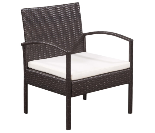 Set muebles de jardín 5 piezas y cojines ratán sintético marrón