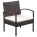 Set muebles de jardín 5 piezas y cojines ratán sintético marrón