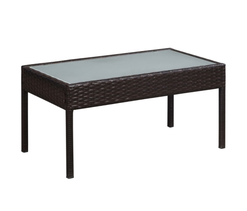 Set muebles de jardín 5 piezas y cojines ratán sintético marrón