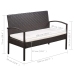 Set muebles de jardín 5 piezas y cojines ratán sintético marrón