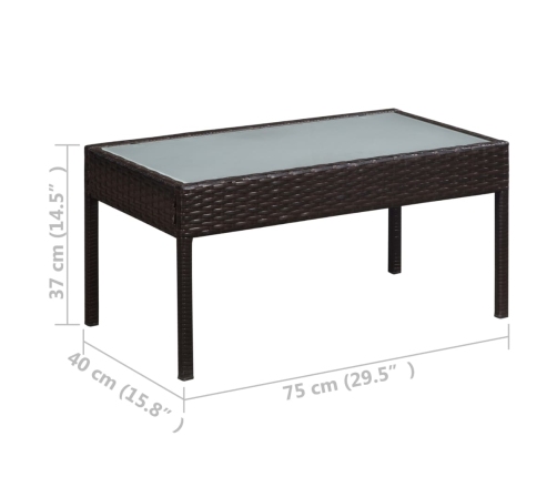 Set muebles de jardín 5 piezas y cojines ratán sintético marrón