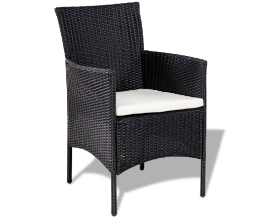 Set de muebles de jardín 4 pzas y cojines ratán sintético negro