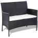 Set de muebles de jardín 4 pzas y cojines ratán sintético negro
