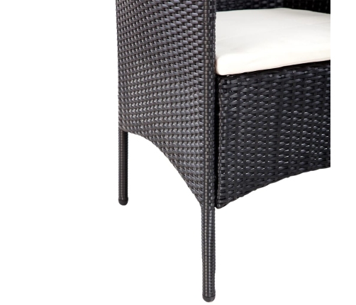 Set de muebles de jardín 4 pzas y cojines ratán sintético negro