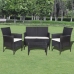 Set de muebles de jardín 4 pzas y cojines ratán sintético negro