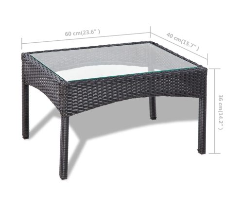 Set de muebles de jardín 4 pzas y cojines ratán sintético negro