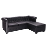 vidaXL Sofá Chesterfield con forma L cuero sintético negro