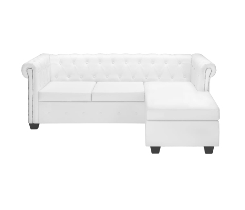 vidaXL Sofá Chesterfield en forma L cuero artificial blanco