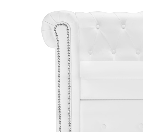 Sofá Chesterfield en forma L cuero artificial blanco