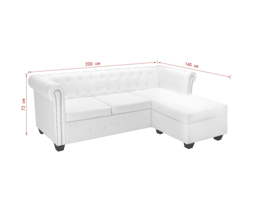 vidaXL Sofá Chesterfield en forma L cuero artificial blanco