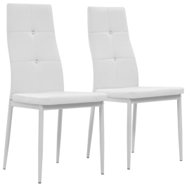 Sillas de comedor 2 unidades cuero sintético blanco