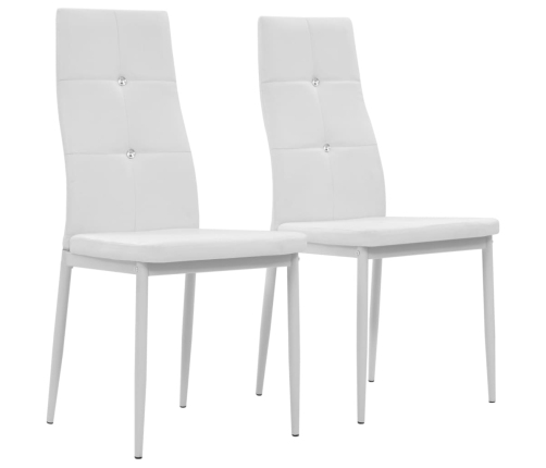 Sillas de comedor 2 unidades cuero sintético blanco