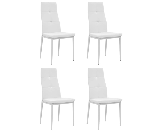 Sillas de comedor 4 unidades cuero sintético blanco