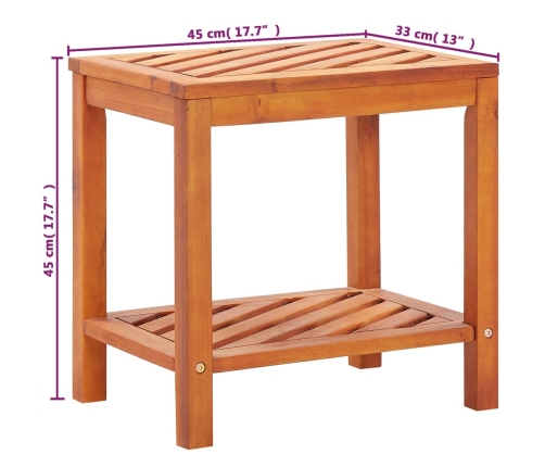 Mesa auxiliar de madera maciza acacia 45x33x45 cm