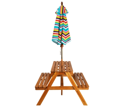 Mesa de pícnic infantil y sombrilla acacia maciza 79x90x60 cm