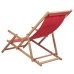 Silla de playa plegable de tela y estructura de madera roja