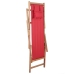 Silla de playa plegable de tela y estructura de madera roja