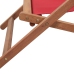 Silla de playa plegable de tela y estructura de madera roja