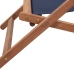 Silla de playa plegable de tela y estructura de madera azul