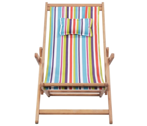 Silla de playa plegable tela y estructura de madera multicolor