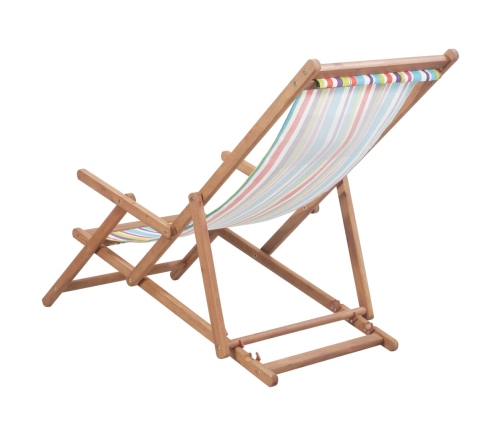 Silla de playa plegable tela y estructura de madera multicolor