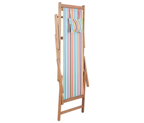 Silla de playa plegable tela y estructura de madera multicolor