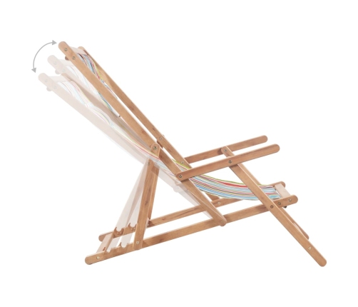 Silla de playa plegable tela y estructura de madera multicolor