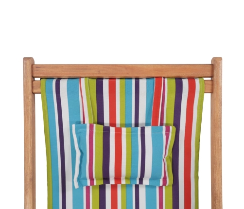 Silla de playa plegable tela y estructura de madera multicolor