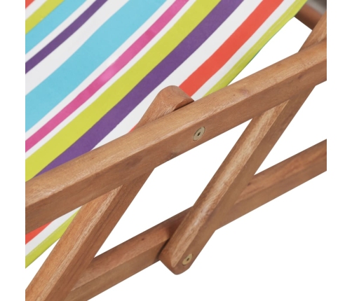 Silla de playa plegable tela y estructura de madera multicolor