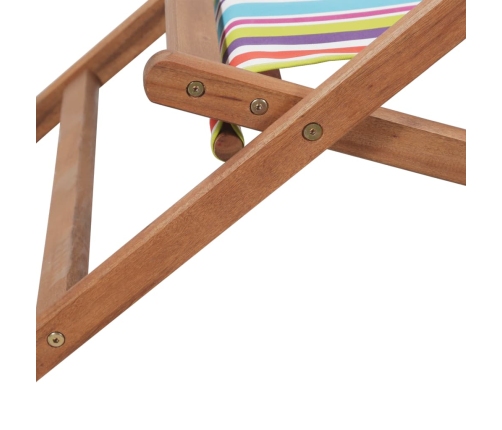 Silla de playa plegable tela y estructura de madera multicolor