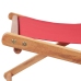 Silla de playa plegable de tela y estructura de madera roja