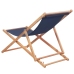 Silla de playa plegable de tela y estructura de madera azul