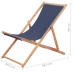 Silla de playa plegable de tela y estructura de madera azul