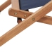 Silla de playa plegable de tela y estructura de madera azul