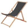 vidaXL Silla de playa plegable de tela y estructura de madera gris