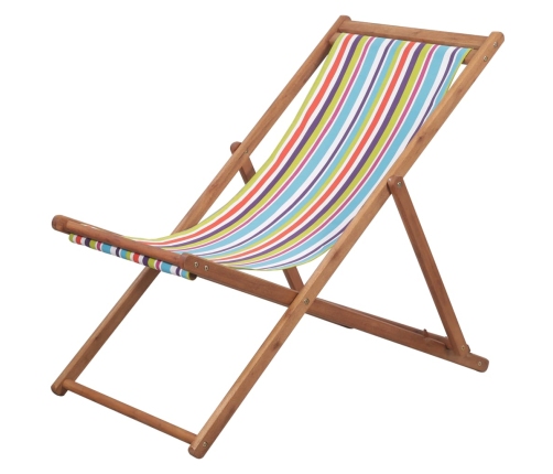 vidaXL Silla de playa plegable tela y estructura de madera multicolor