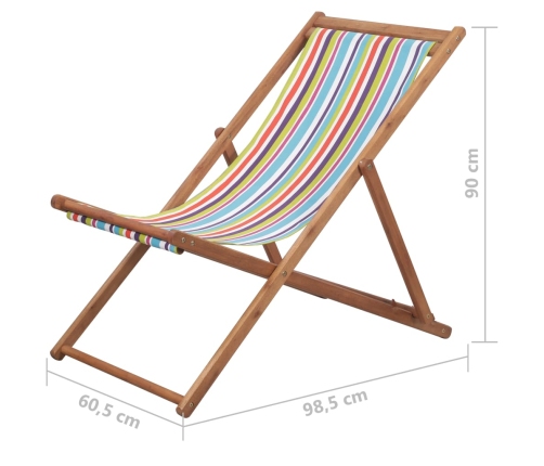 Silla de playa plegable tela y estructura de madera multicolor