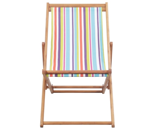 vidaXL Silla de playa plegable tela y estructura de madera multicolor