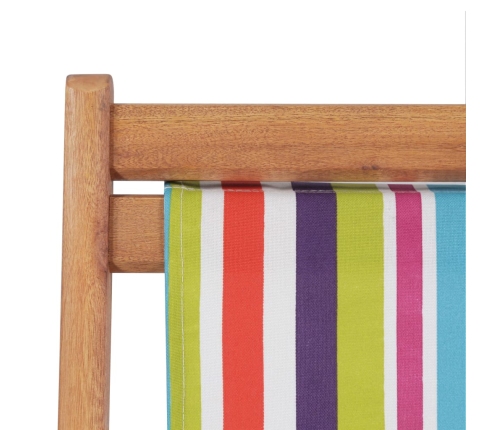 Silla de playa plegable tela y estructura de madera multicolor