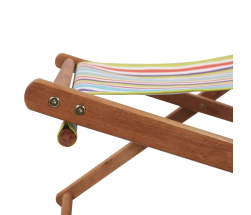 Silla de playa plegable tela y estructura de madera multicolor