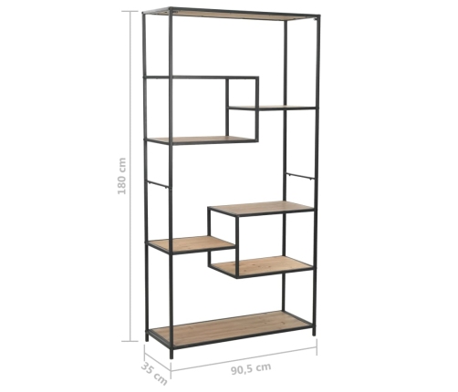 vidaXL Estantería de madera maciza de abeto y acero 90,5x35x180 cm