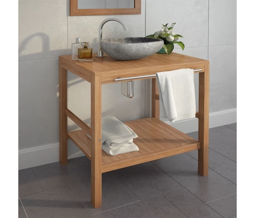 Mueble de lavabo tocador madera teca maciza 74x45x75 cm