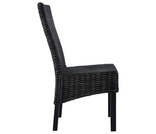 Sillas de comedor ratán Kubu y madera mango negro 2 unidades