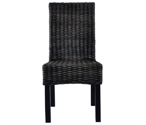 Sillas de comedor ratán Kubu y madera mango negro 2 unidades