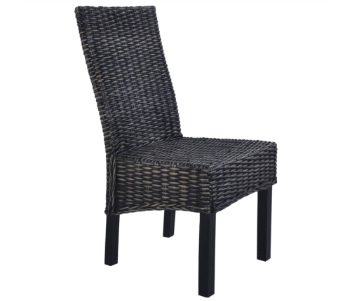 Sillas de comedor ratán Kubu y madera mango negro 2 unidades