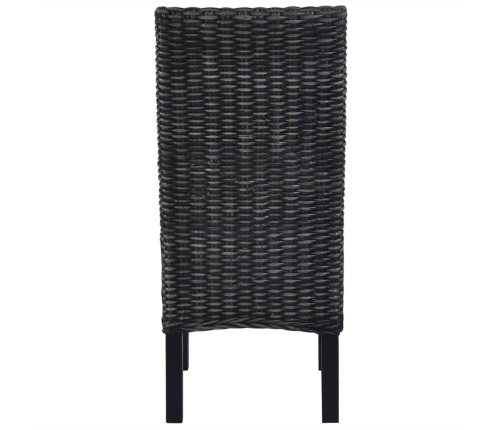 Sillas de comedor ratán Kubu y madera mango negro 2 unidades