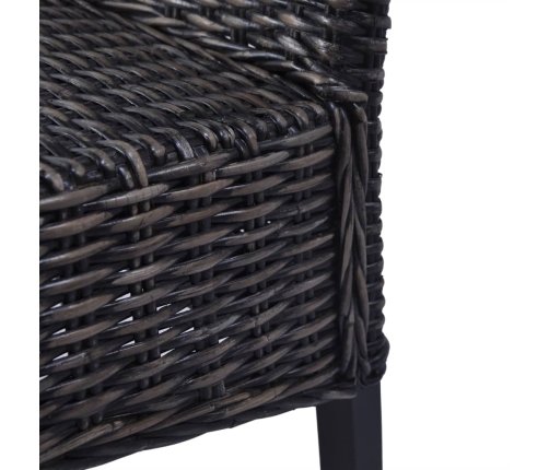 Sillas de comedor ratán Kubu y madera mango negro 2 unidades