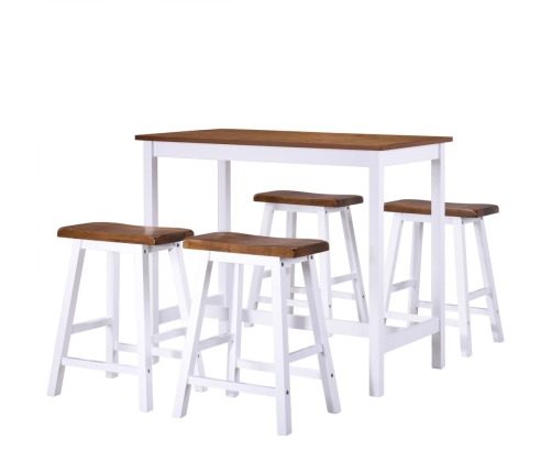 Juego de mesa alta y taburete de cocina 5 pzas madera maciza